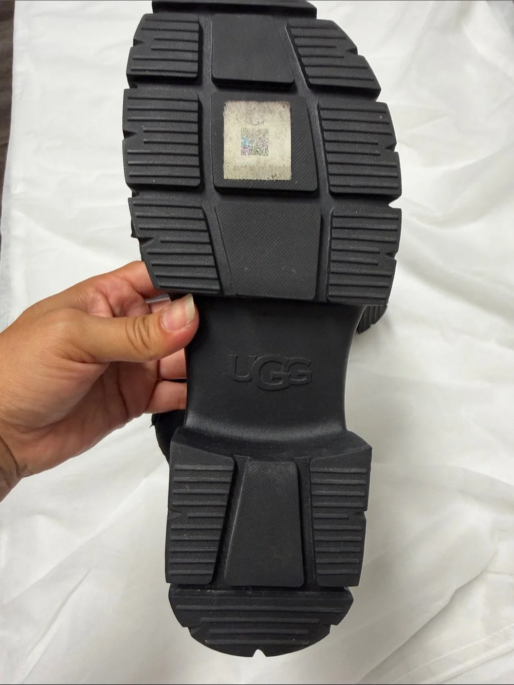 UGG Black Chunky Platform Velcro Sandals